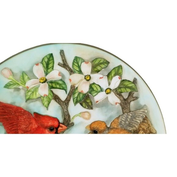 7 1/4" Bradex Decorative Plate "Tending The Nest" Red Cardinal Bird #1742 A With - Picture 6 of 8